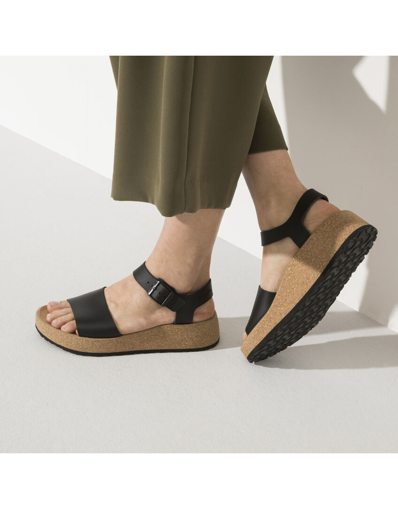 BIRKENSTOCK GLENDA NATURAL LEATHER-BLACK