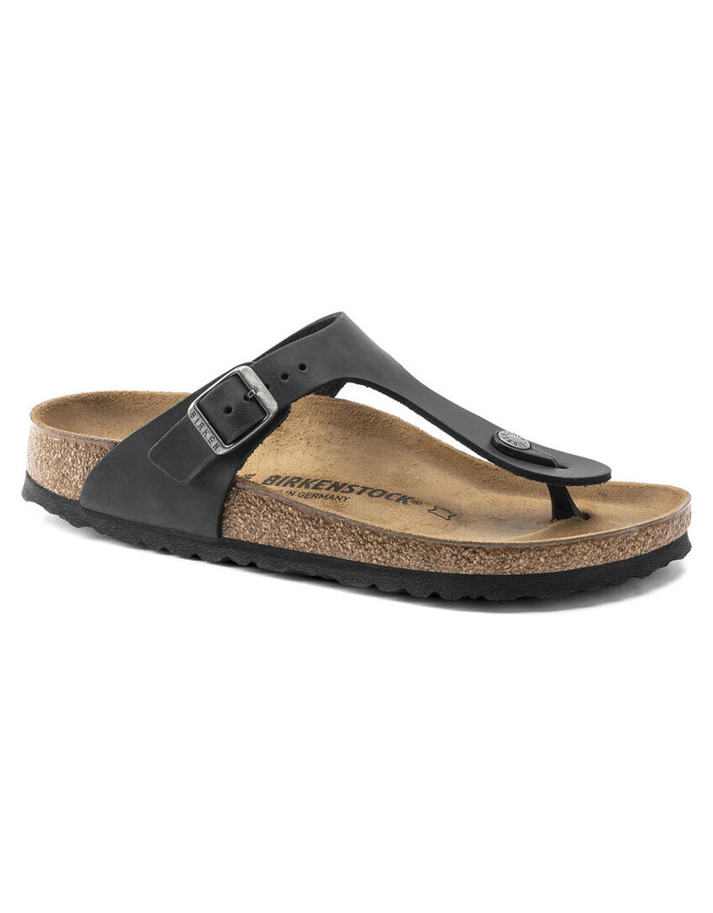 BIRKENSTOCK GIZEH OILED LEATHER-BLACK