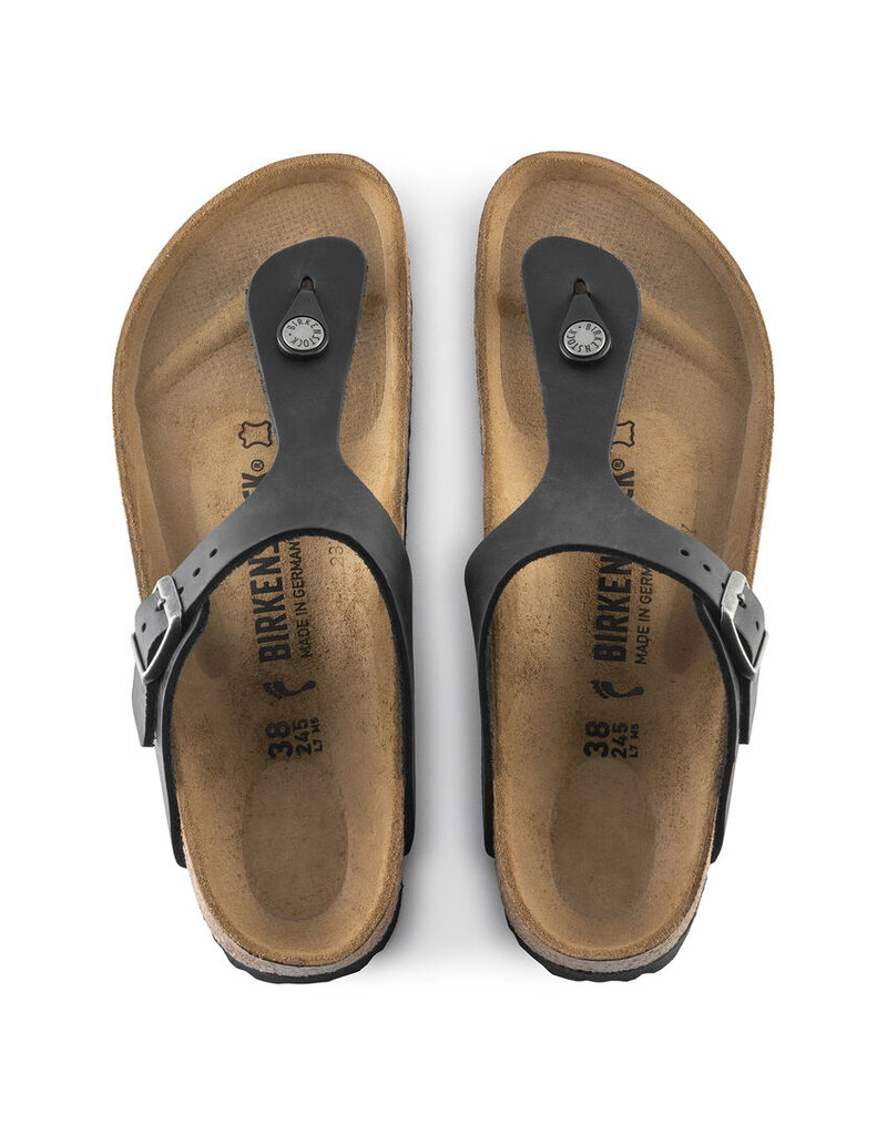 BIRKENSTOCK GIZEH OILED LEATHER-BLACK