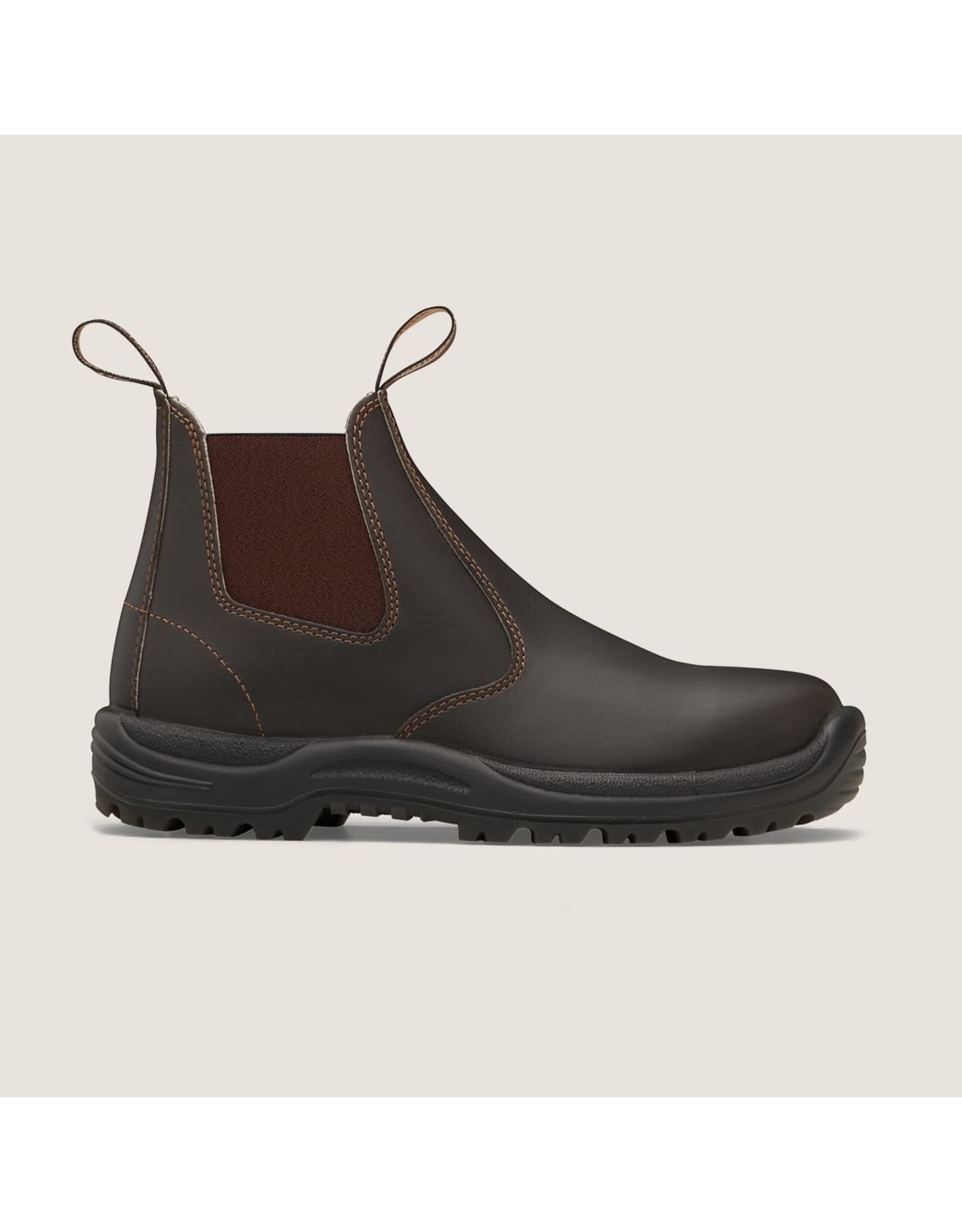 BLUNDSTONE WORK SERIES PULL ON CHELSEA BOOT #490-STOUT BROWN