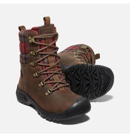 KEEN WOMEN'S GRETA WP BOOT-DARK BROWN/RED PLAID