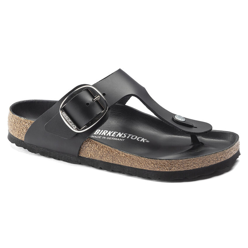 BIRKENSTOCK GIZEH BIG BUCKLE OILED LEATHER-BLACK
