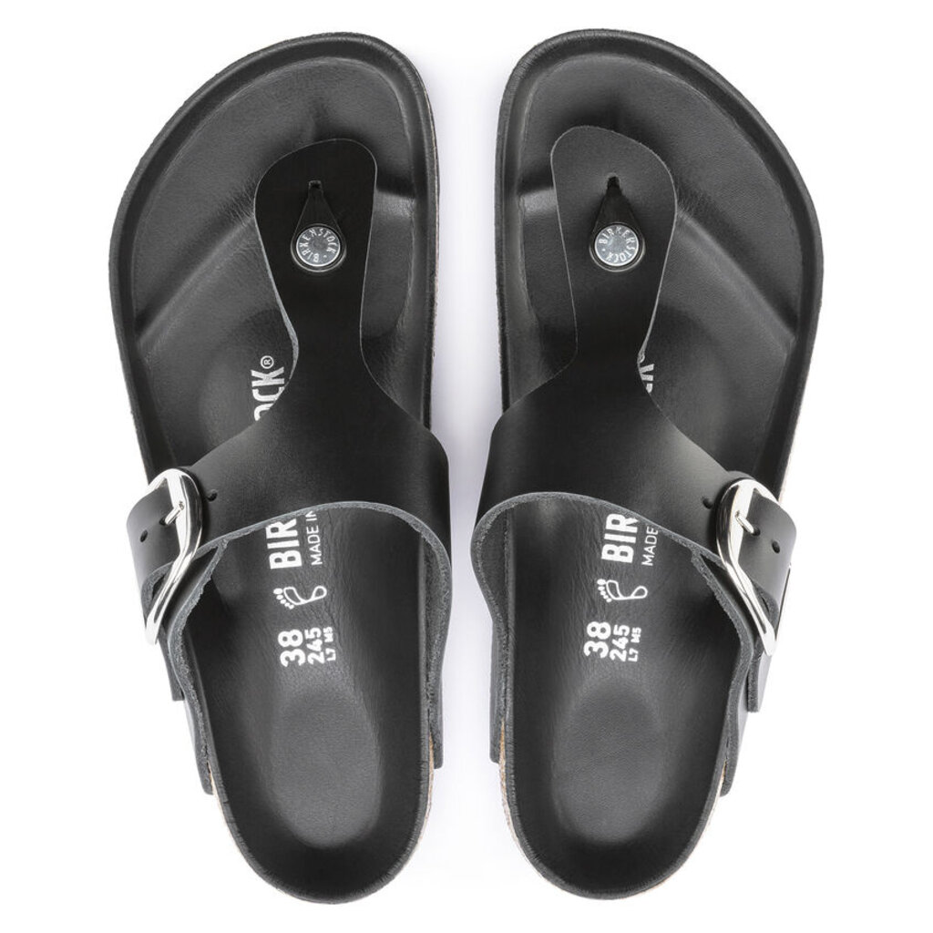 BIRKENSTOCK GIZEH BIG BUCKLE OILED LEATHER-BLACK - BEND SHOE CO