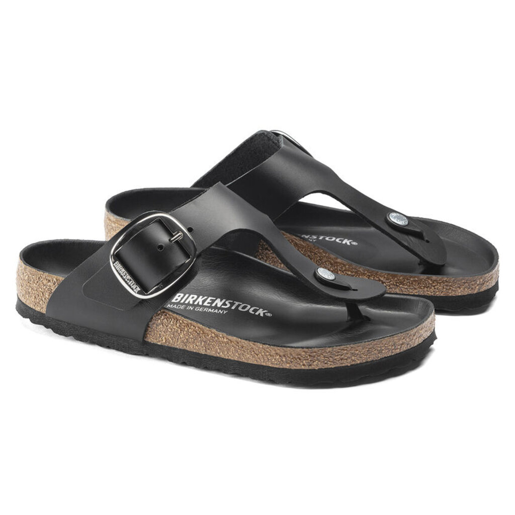 BIRKENSTOCK GIZEH BIG BUCKLE OILED LEATHER-BLACK - BEND SHOE CO