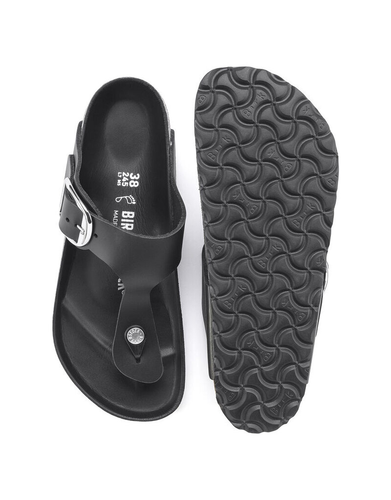 BIRKENSTOCK GIZEH BIG BUCKLE OILED LEATHER-BLACK