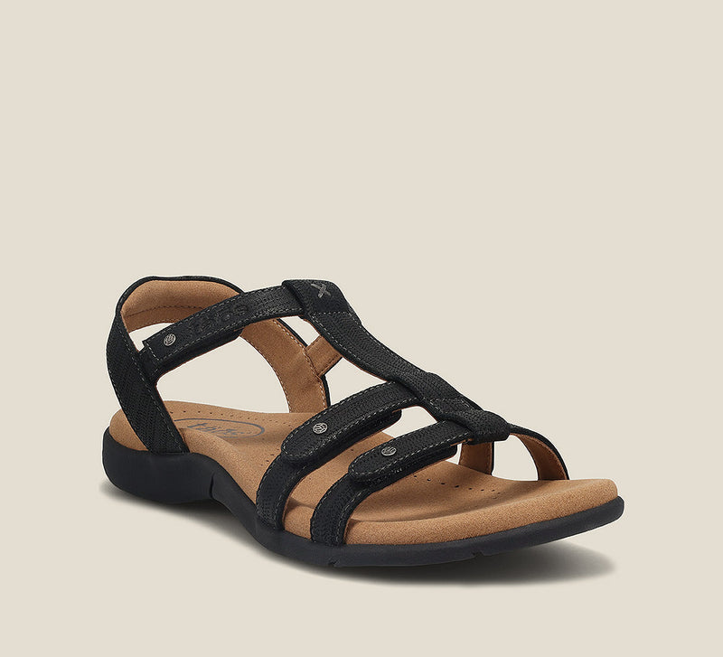 TAOS WOMEN'S TROPHY 2 SANDAL-BLACK EMBOSS