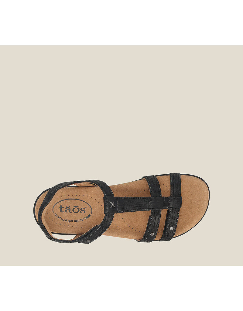 TAOS WOMEN'S TROPHY 2 SANDAL-BLACK EMBOSS
