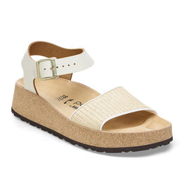 BIRKENSTOCK GLENDA NATURAL/WHITE RAFFIA/LEATHER