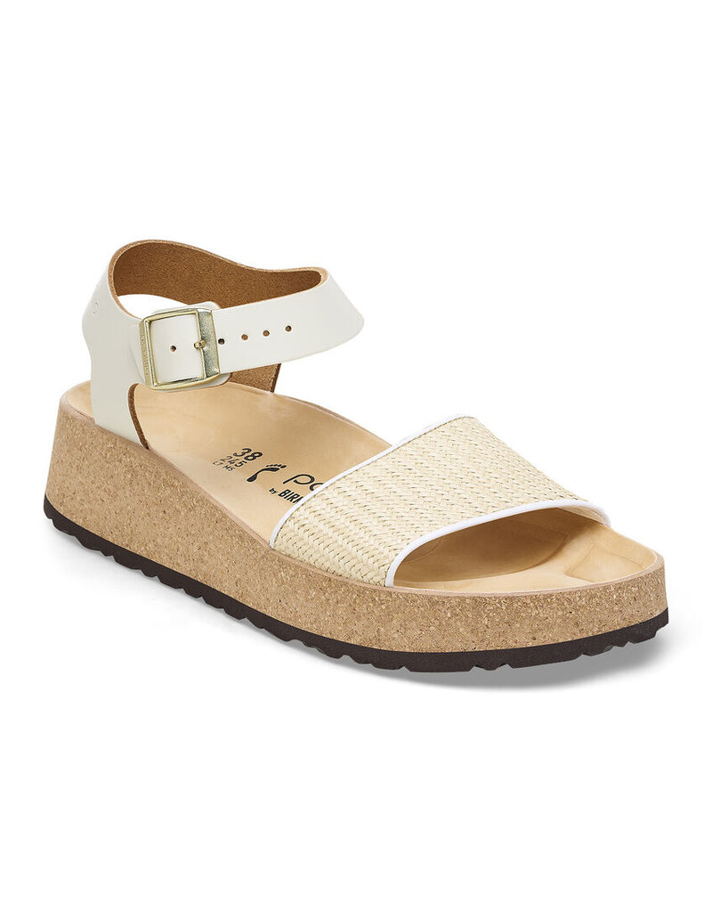 BIRKENSTOCK GLENDA NATURAL/WHITE RAFFIA/LEATHER