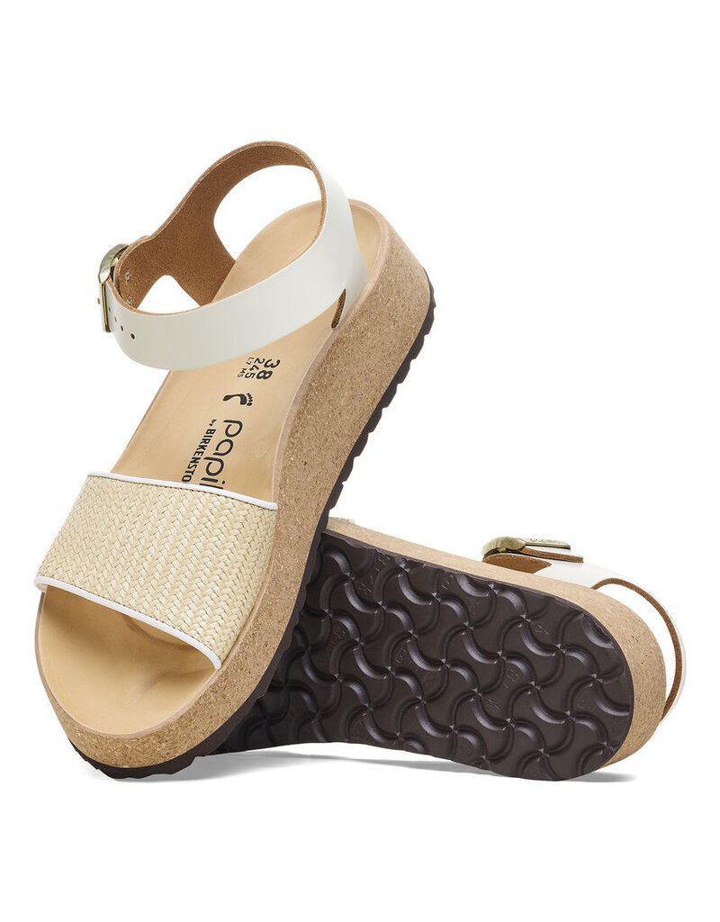 BIRKENSTOCK GLENDA NATURAL/WHITE RAFFIA/LEATHER