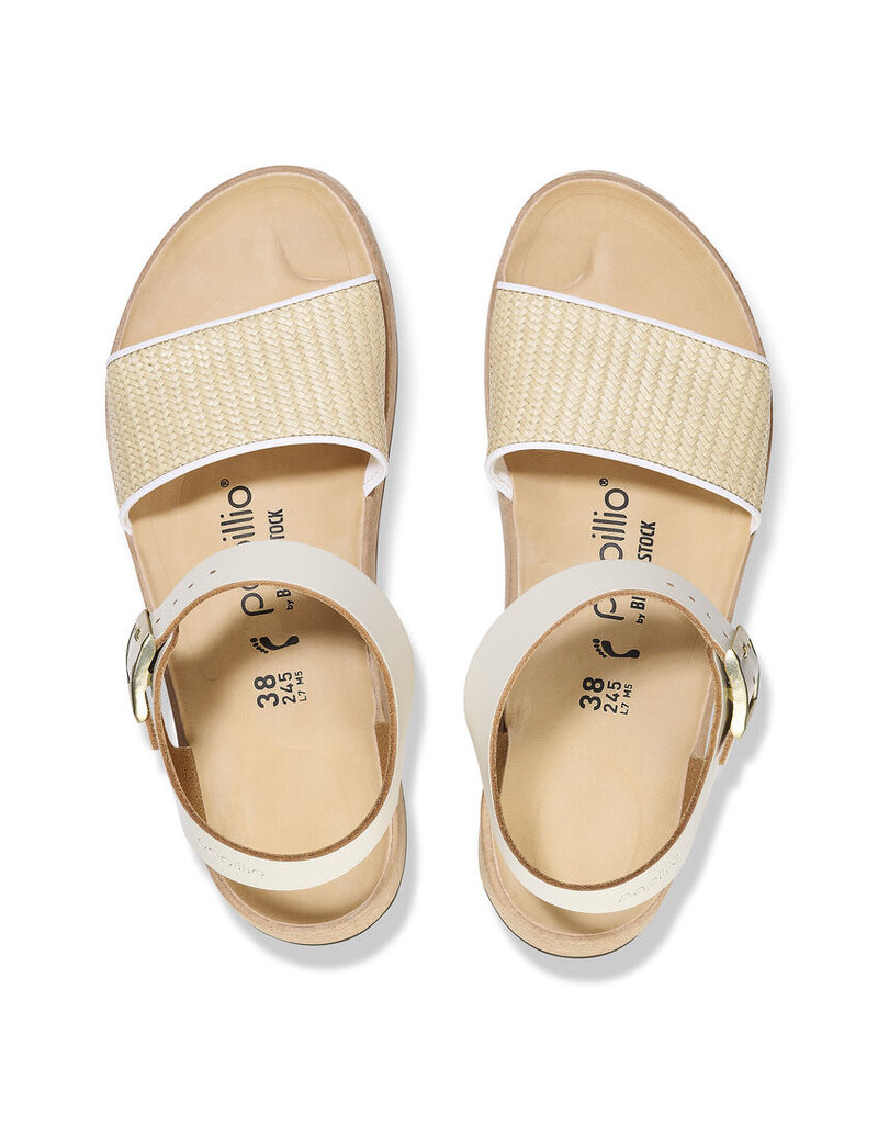 BIRKENSTOCK GLENDA NATURAL/WHITE RAFFIA/LEATHER
