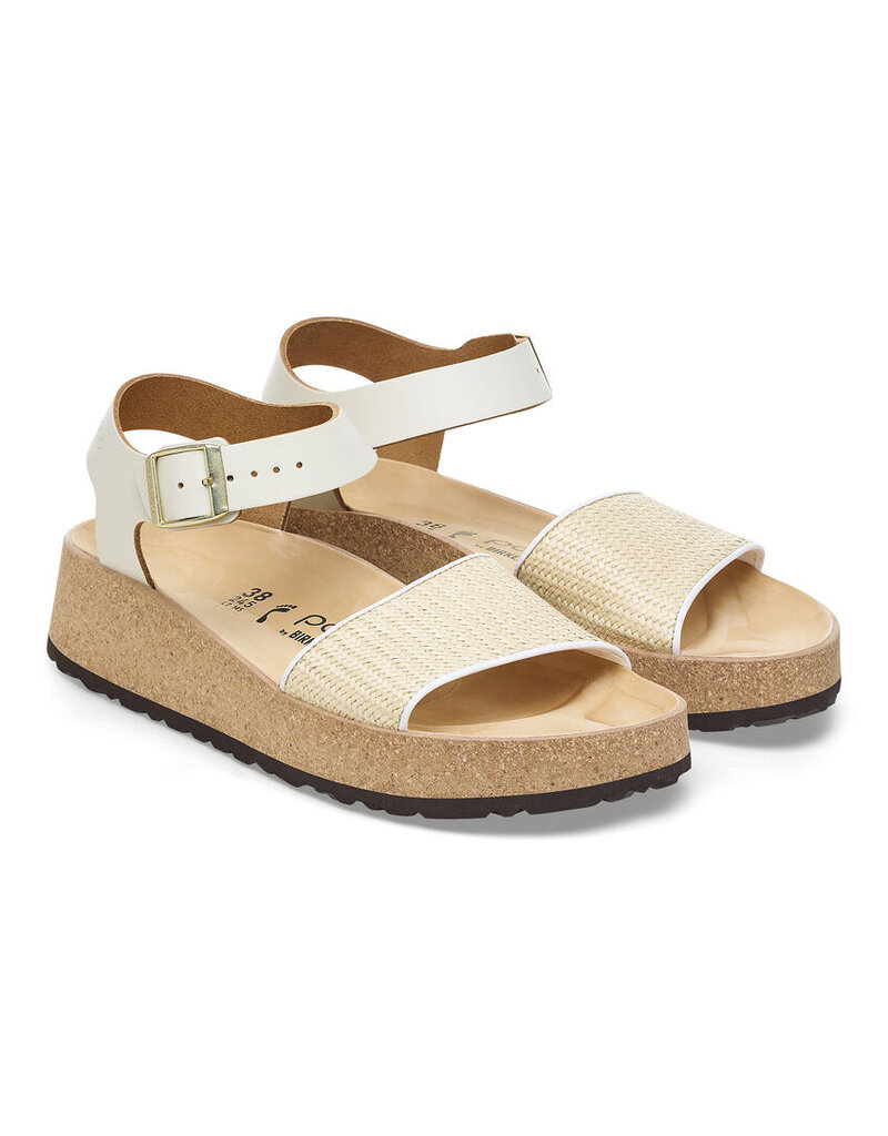 BIRKENSTOCK GLENDA NATURAL/WHITE RAFFIA/LEATHER
