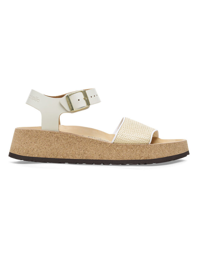 BIRKENSTOCK GLENDA NATURAL/WHITE RAFFIA/LEATHER