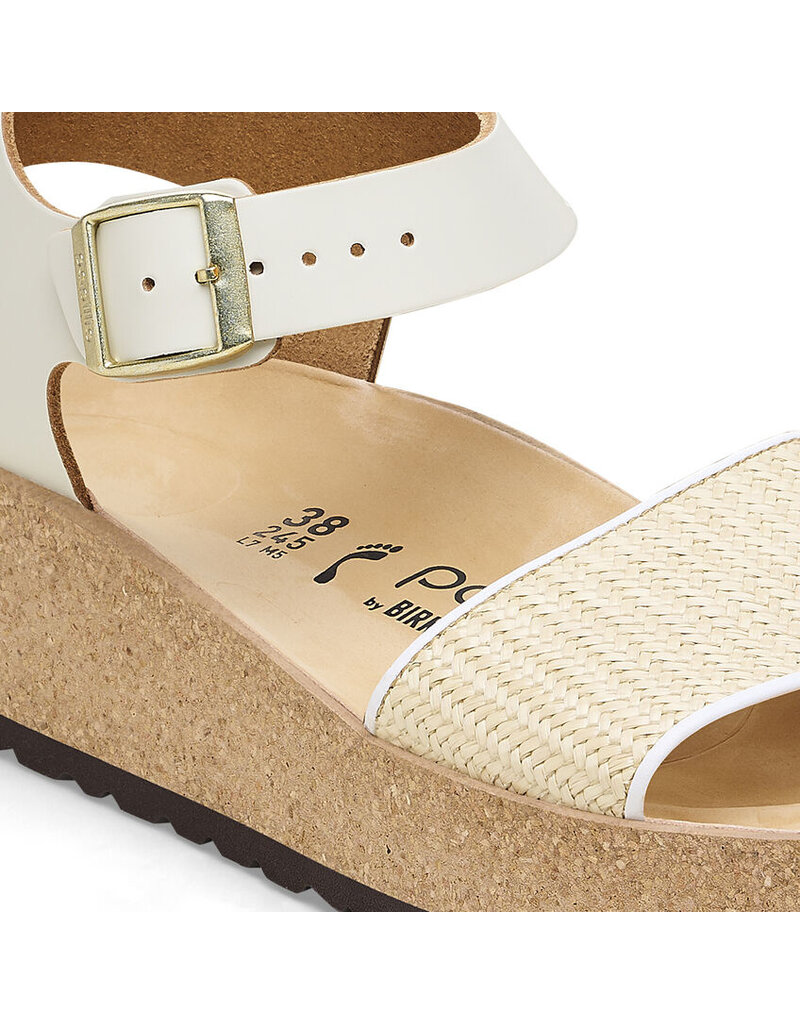 BIRKENSTOCK GLENDA NATURAL/WHITE RAFFIA/LEATHER