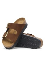 BIRKENSTOCK ARIZONA PLATFORM-DARK TEA SUEDE - BEND SHOE CO