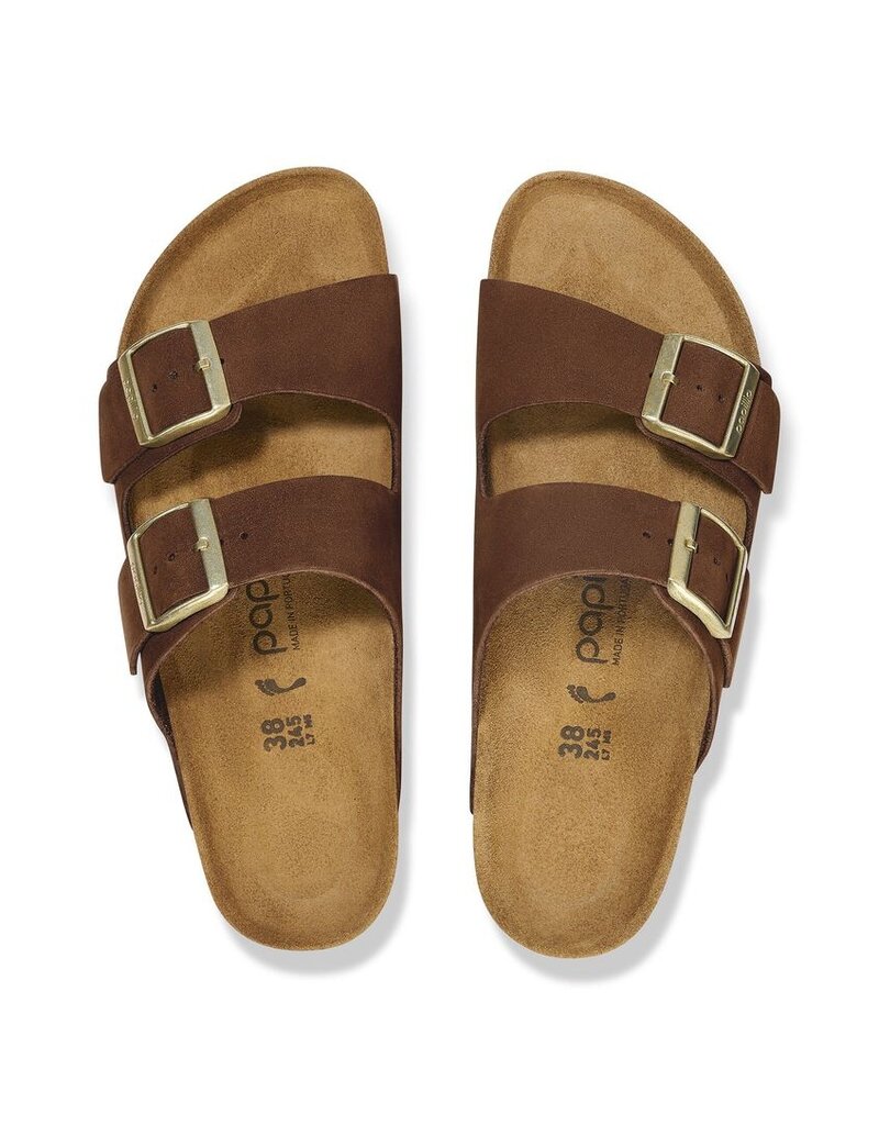 BIRKENSTOCK ARIZONA PLATFORM-DARK TEA SUEDE - BEND SHOE CO