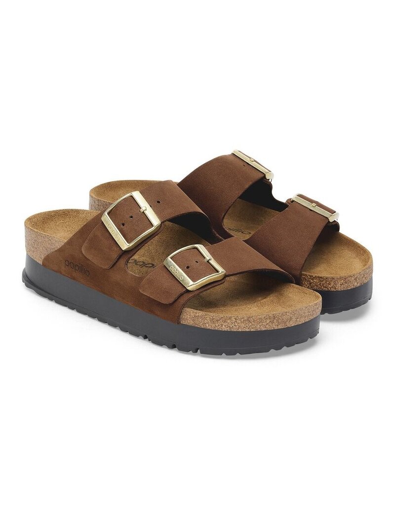 BIRKENSTOCK ARIZONA PLATFORM-DARK TEA SUEDE
