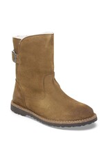 BIRKENSTOCK WOMEN'S UPPSALA SHEARLING-DARK TEA/NATURAL SUEDE