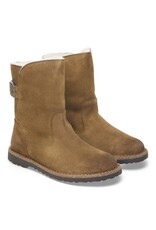 BIRKENSTOCK WOMEN'S UPPSALA SHEARLING-DARK TEA/NATURAL SUEDE