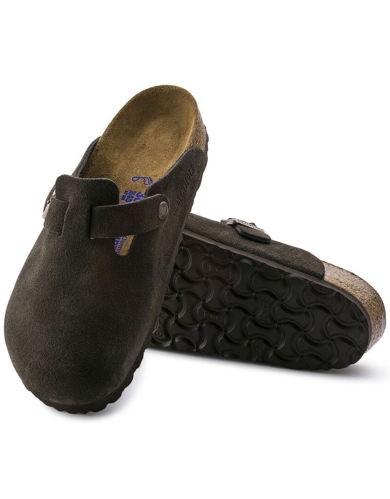 BIRKENSTOCK BOSTON SOFT FOOTBED SUEDE LEATHER-MOCHA
