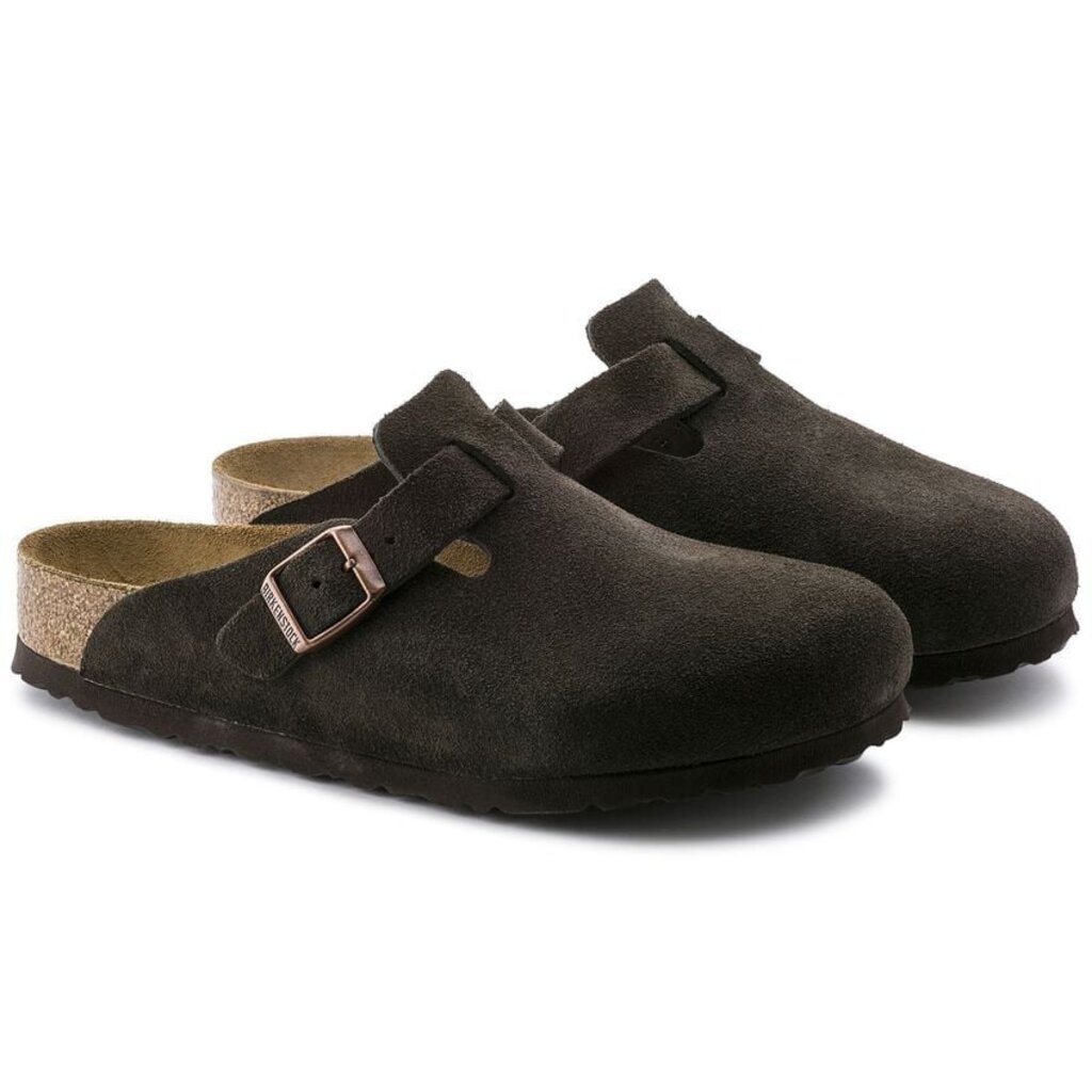 BIRKENSTOCK BOSTON SOFT FOOTBED SUEDE LEATHER-MOCHA