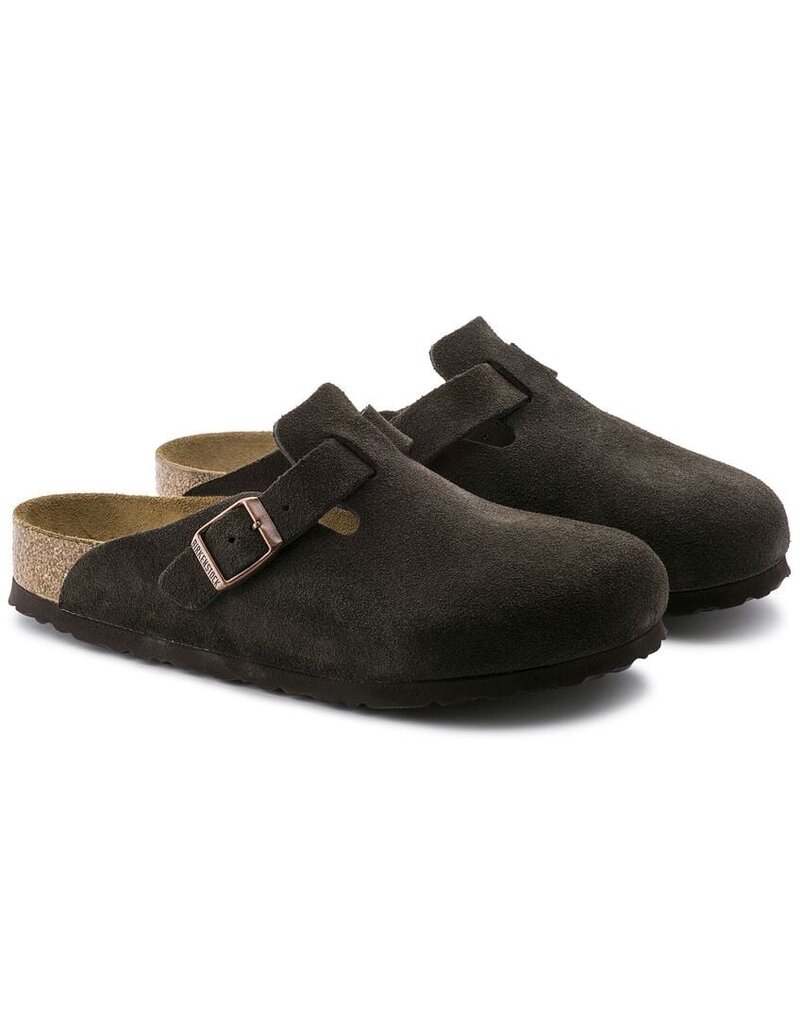 BIRKENSTOCK BOSTON SOFT FOOTBED SUEDE LEATHER-MOCHA