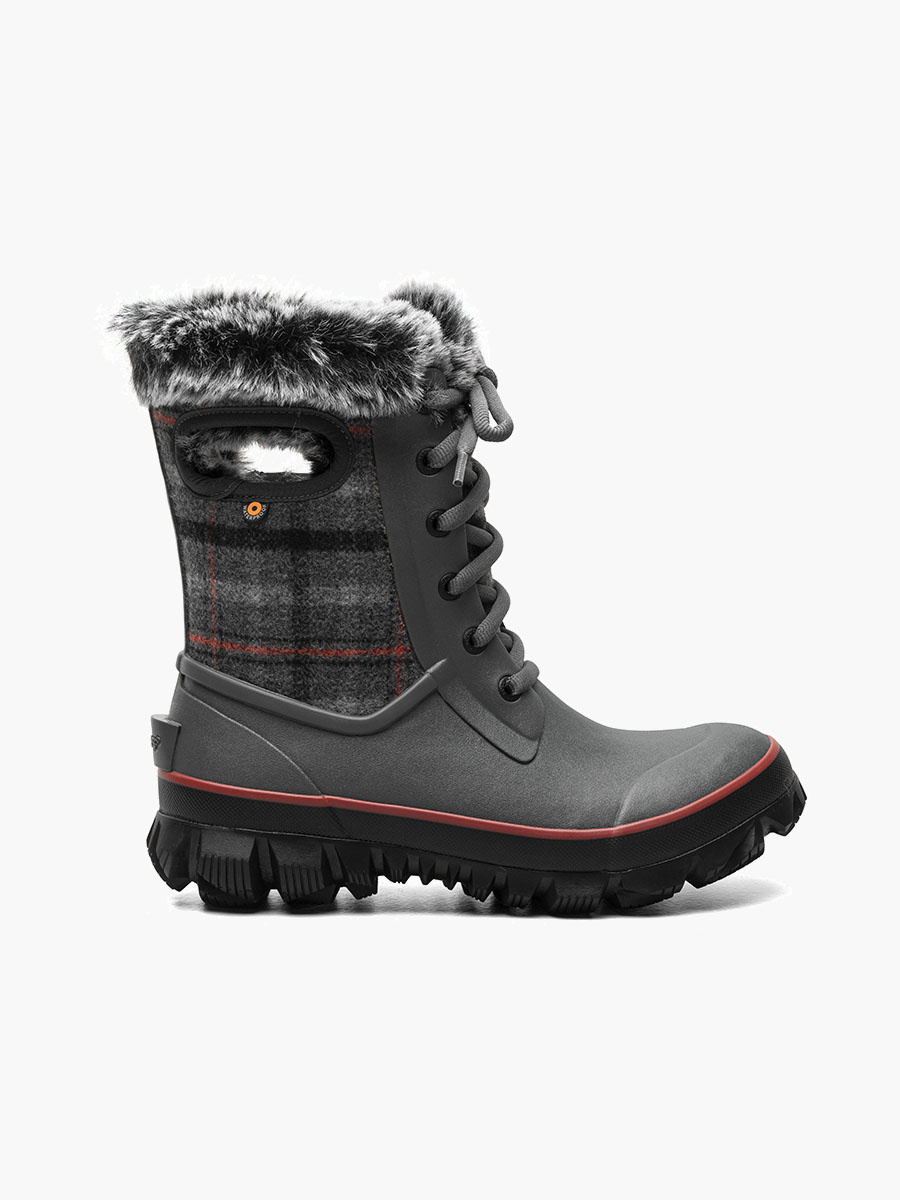 BOGS WOMEN'S ARCATA COZY PLAID-DARK GRAY MULTI