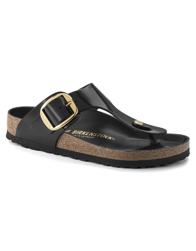 BIRKENSTOCK GIZEH BIG BUCKLE HIGH SHINE BLACK LEATHER SS24