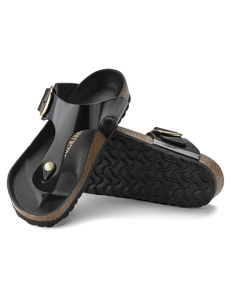 BIRKENSTOCK GIZEH BIG BUCKLE HIGH SHINE BLACK LEATHER SS24
