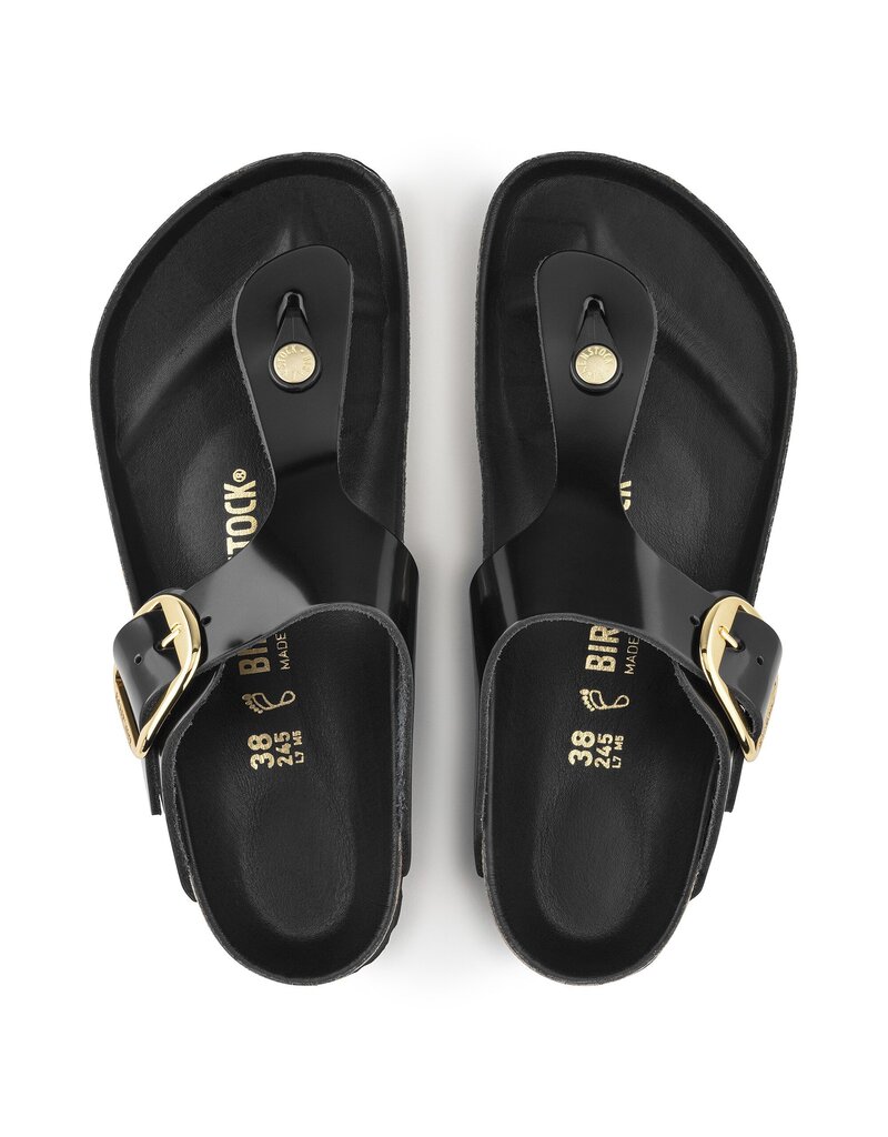 BIRKENSTOCK GIZEH BIG BUCKLE HIGH SHINE BLACK LEATHER SS24