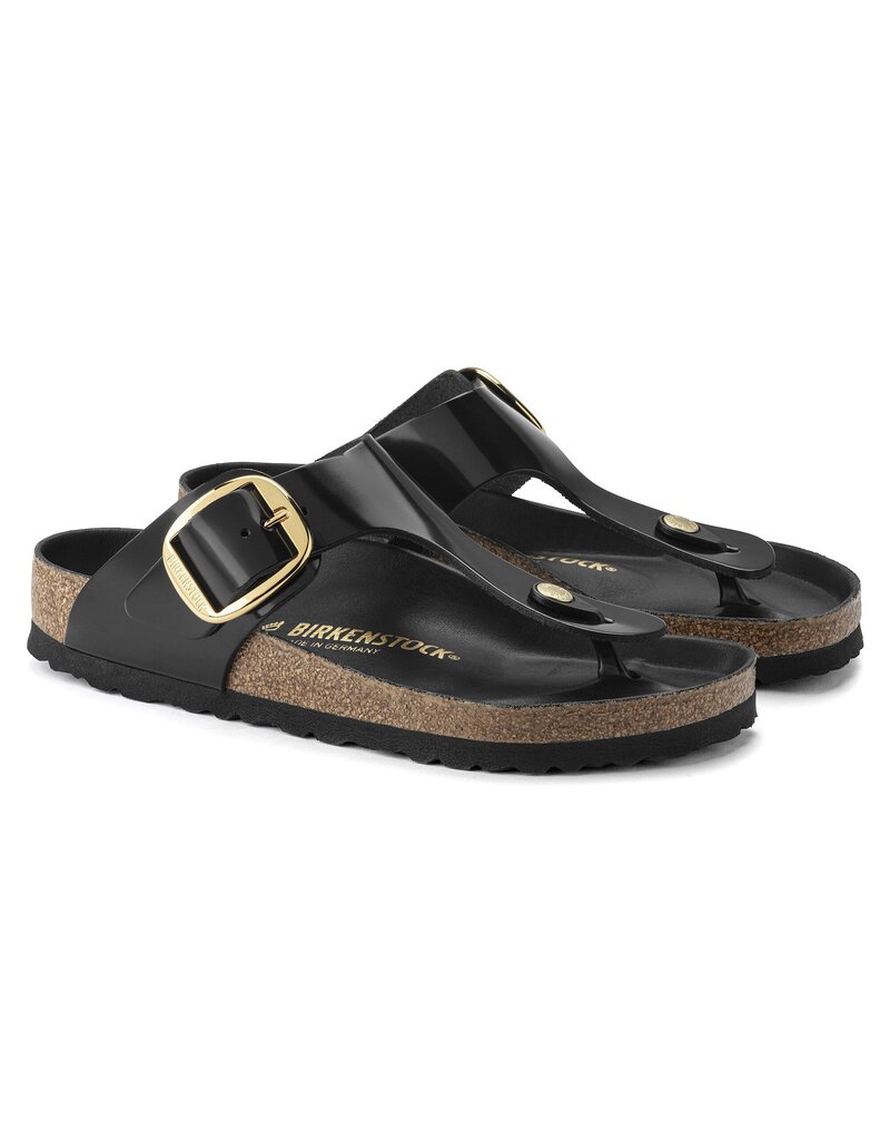 BIRKENSTOCK GIZEH BIG BUCKLE HIGH SHINE BLACK LEATHER SS24