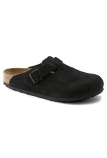 BIRKENSTOCK BOSTON SOFT FOOTBED SUEDE LEATHER-BLACK