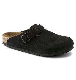 BIRKENSTOCK BOSTON SOFT FOOTBED SUEDE LEATHER-BLACK
