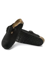 BIRKENSTOCK BOSTON SOFT FOOTBED SUEDE LEATHER-BLACK