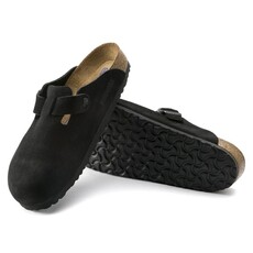 BIRKENSTOCK BOSTON SOFT FOOTBED SUEDE LEATHER-BLACK - BEND SHOE CO