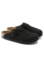 BIRKENSTOCK BOSTON SOFT FOOTBED SUEDE LEATHER-BLACK