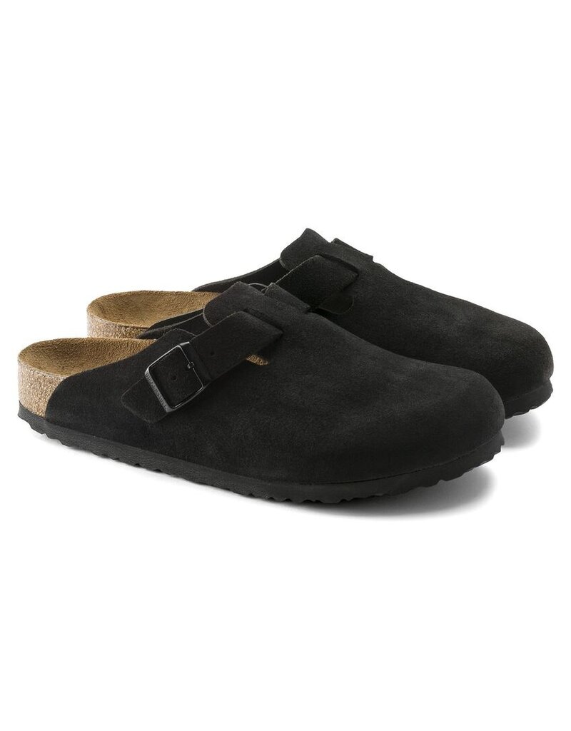 BIRKENSTOCK BOSTON SOFT FOOTBED SUEDE LEATHER-BLACK