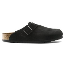 BIRKENSTOCK BOSTON SOFT FOOTBED SUEDE LEATHER-BLACK - BEND SHOE CO