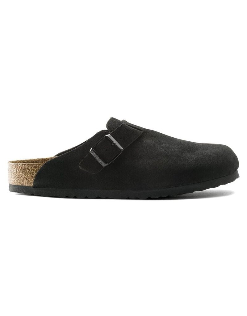 BIRKENSTOCK BOSTON SOFT FOOTBED SUEDE LEATHER-BLACK