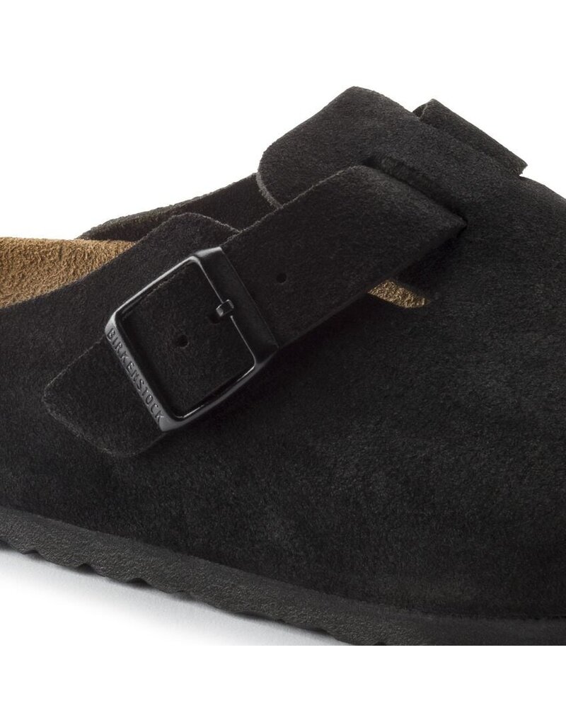 BIRKENSTOCK BOSTON SOFT FOOTBED SUEDE LEATHER-BLACK