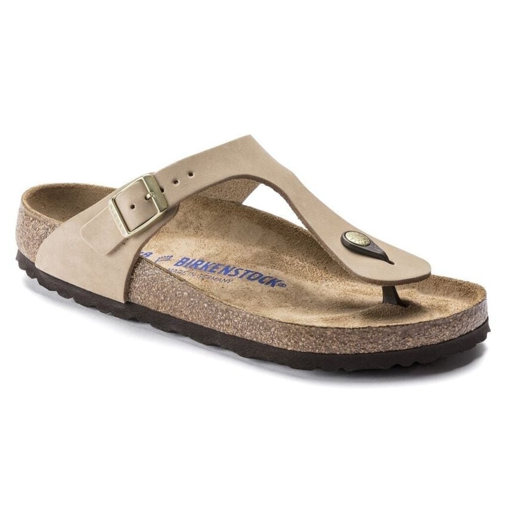 BIRKENSTOCK GIZEH SOFT FOOTBED NUBUCK LEATHER-SANDCASTLE - BEND SHOE CO