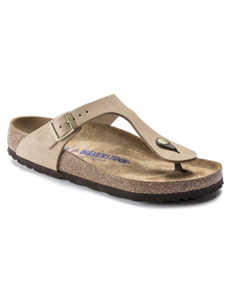 BIRKENSTOCK GIZEH SOFT FOOTBED NUBUCK LEATHER-SANDCASTLE