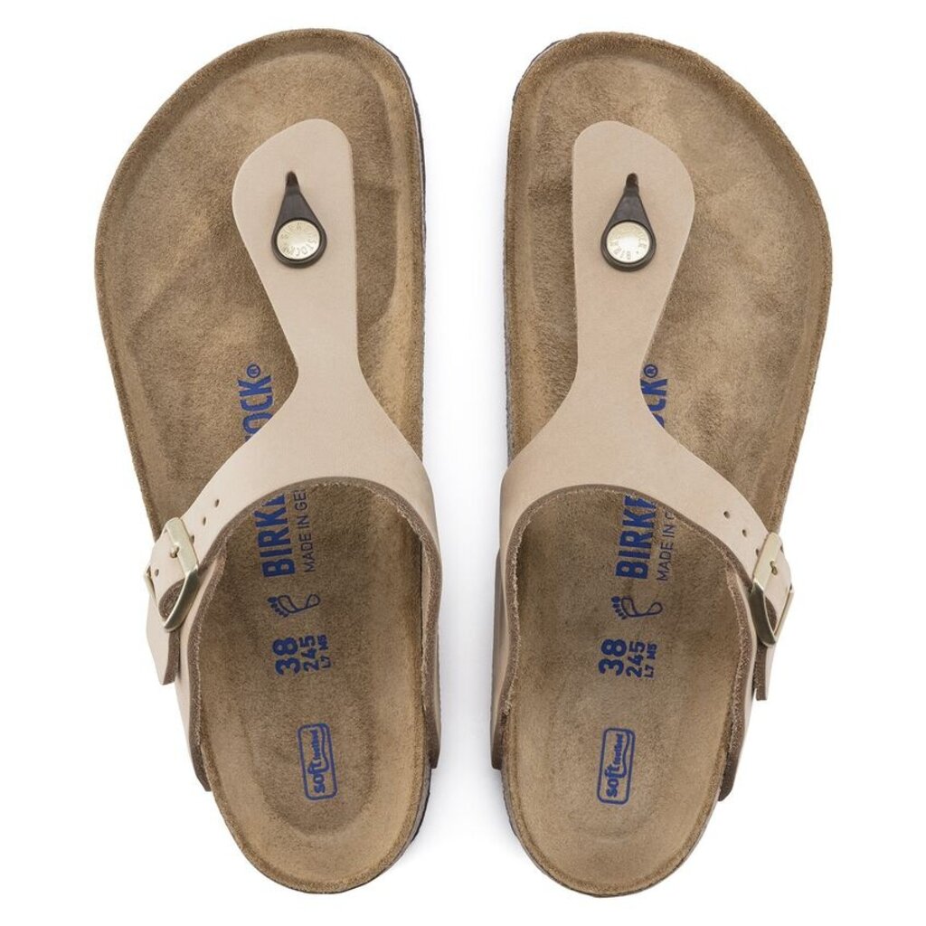 BIRKENSTOCK GIZEH SOFT FOOTBED NUBUCK LEATHER-SANDCASTLE - BEND SHOE CO