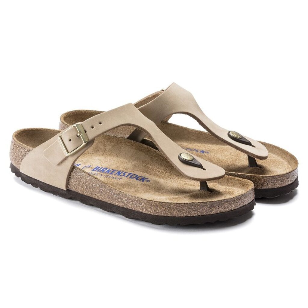 BIRKENSTOCK GIZEH SOFT FOOTBED NUBUCK LEATHER-SANDCASTLE - BEND SHOE CO