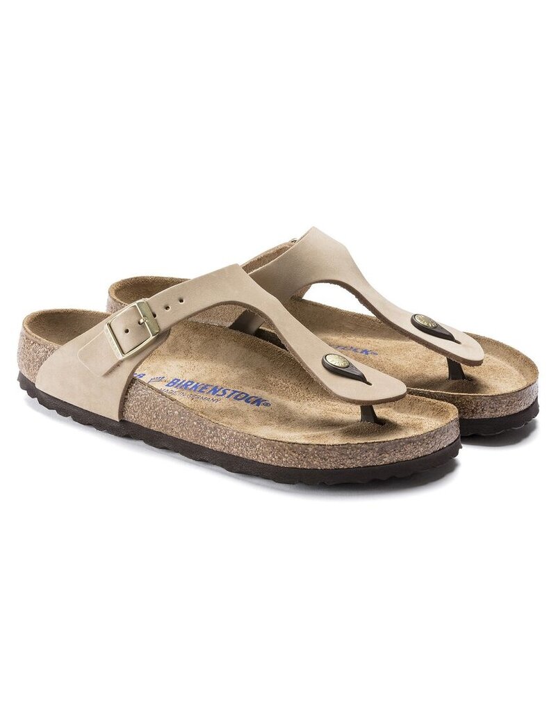 BIRKENSTOCK GIZEH SOFT FOOTBED NUBUCK LEATHER-SANDCASTLE