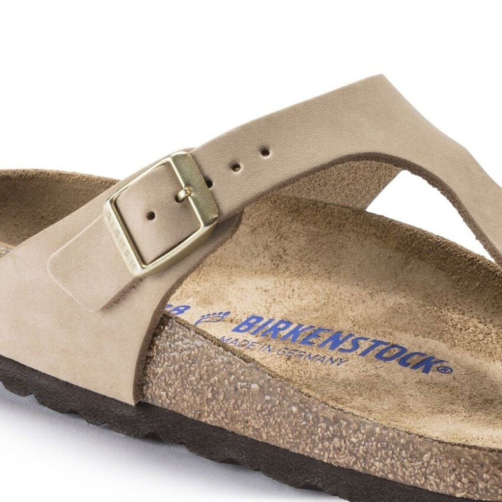 BIRKENSTOCK GIZEH SOFT FOOTBED NUBUCK LEATHER-SANDCASTLE - BEND SHOE CO