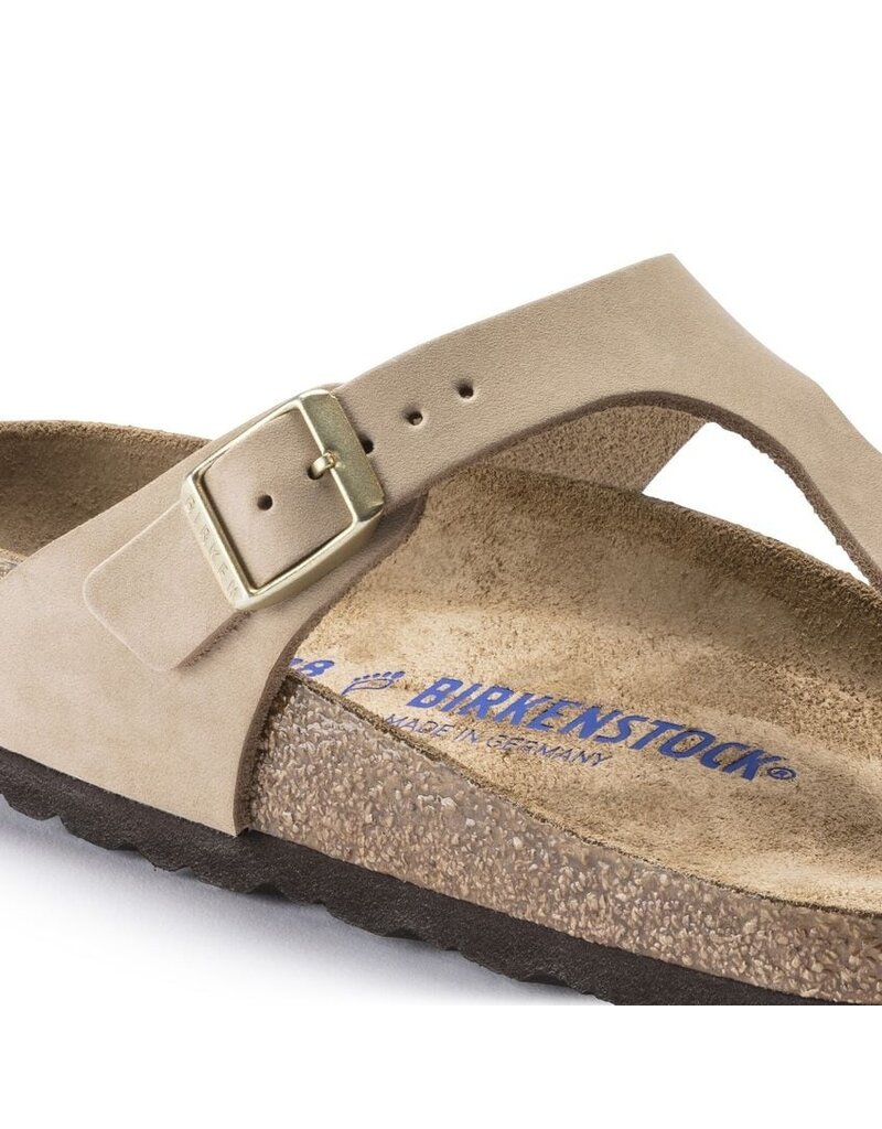 BIRKENSTOCK GIZEH SOFT FOOTBED NUBUCK LEATHER-SANDCASTLE