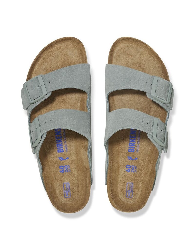 BIRKENSTOCK ARIZONA SOFT FOOTBED SUEDE-PURE SAGE
