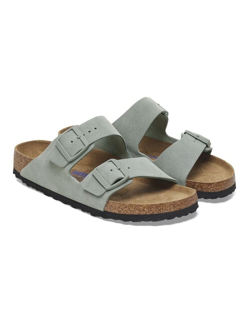 BIRKENSTOCK ARIZONA SOFT FOOTBED SUEDE-PURE SAGE