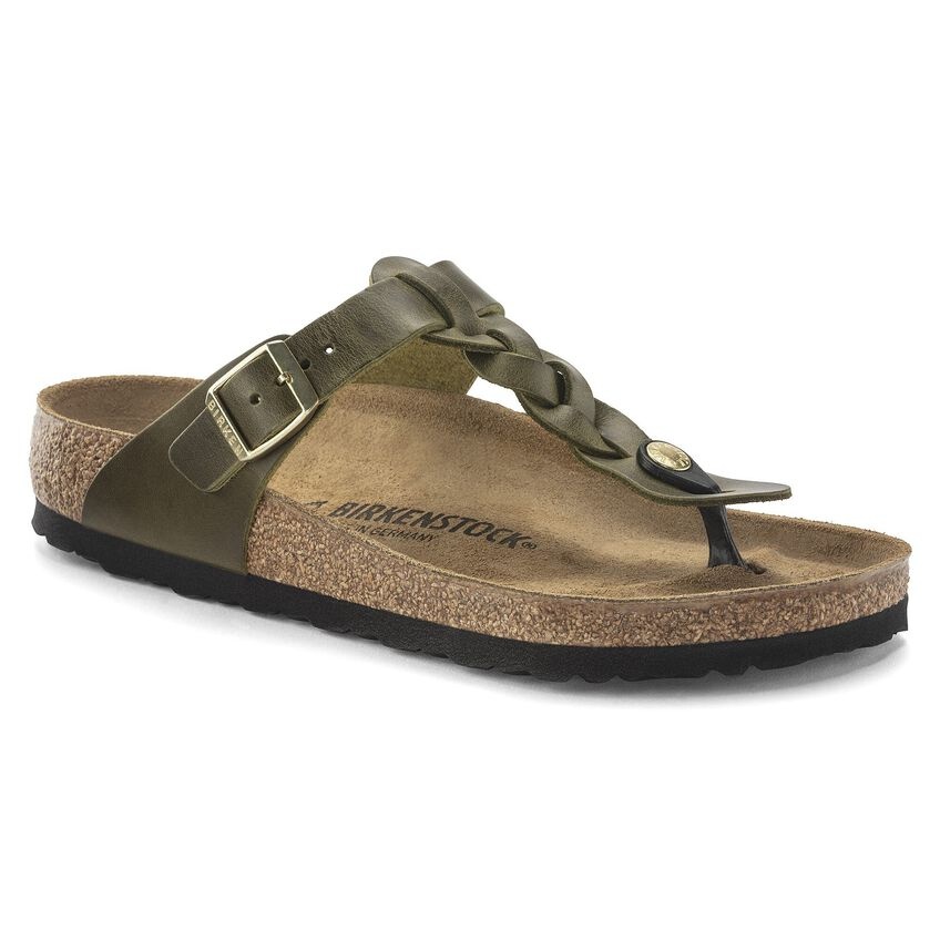 BIRKENSTOCK GIZEH BRAID GREEN OLIVE OILED